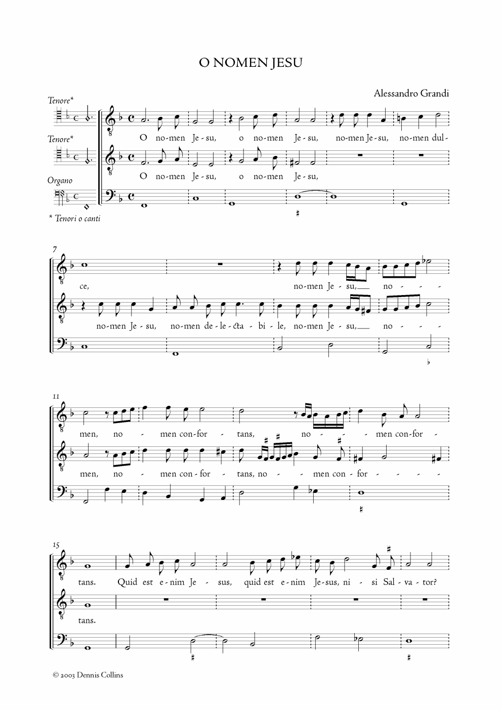 Alessandro Grandi, O nomen Jesu