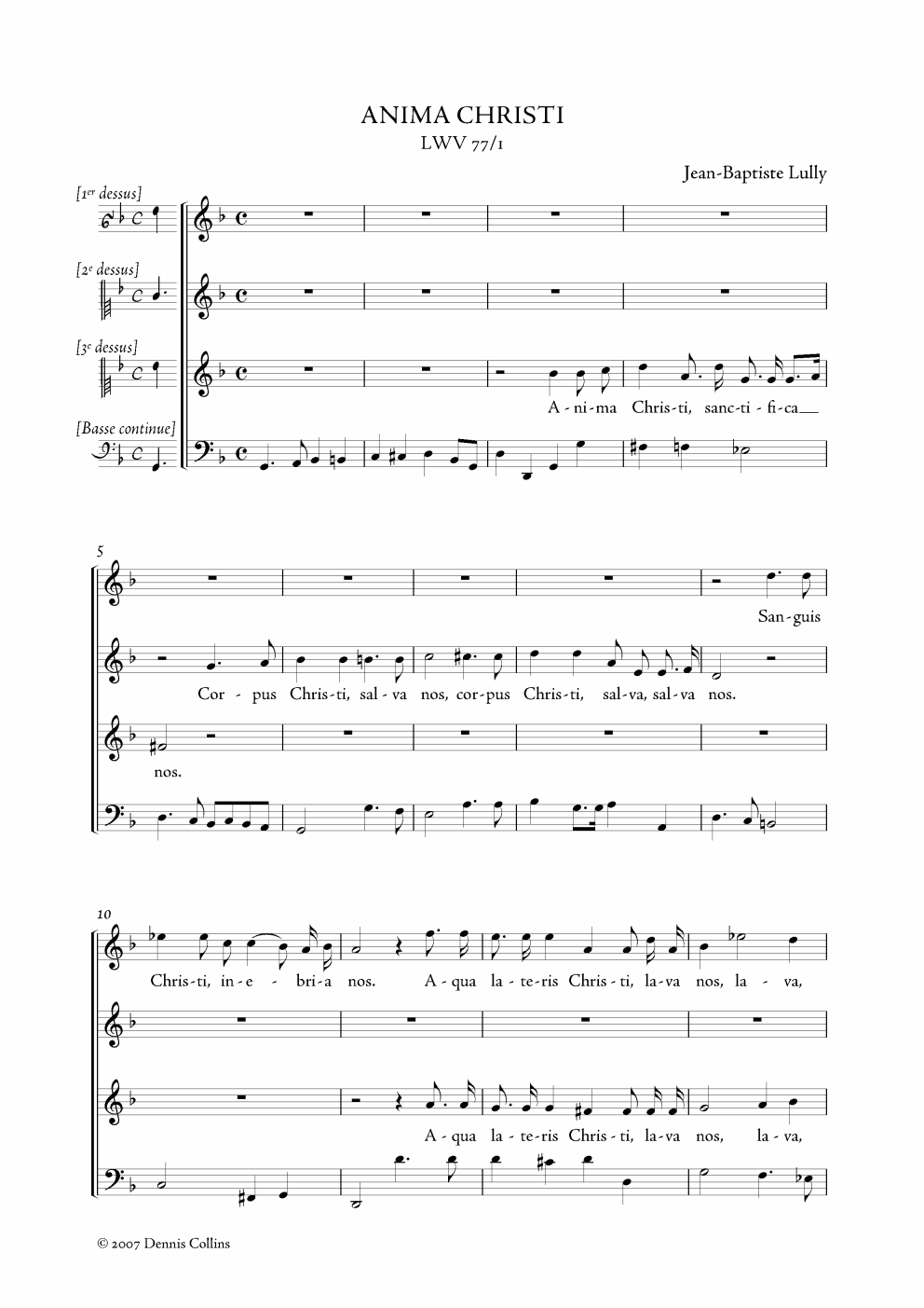 Jean-Baptiste Lully, Anima Christi