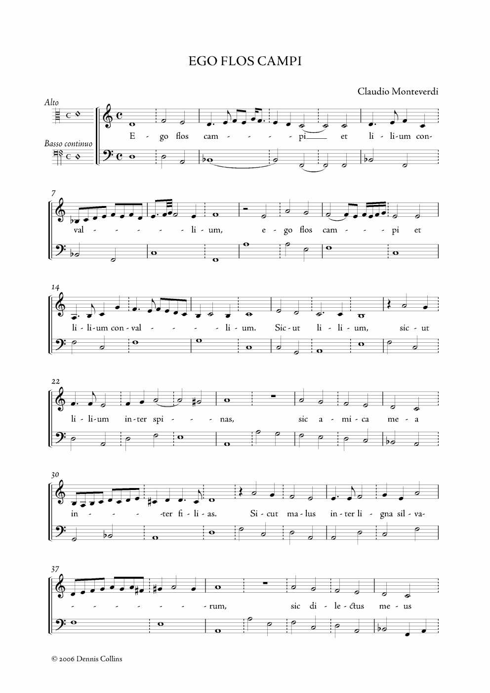 Claudio Monteverdi, Ego flos campi