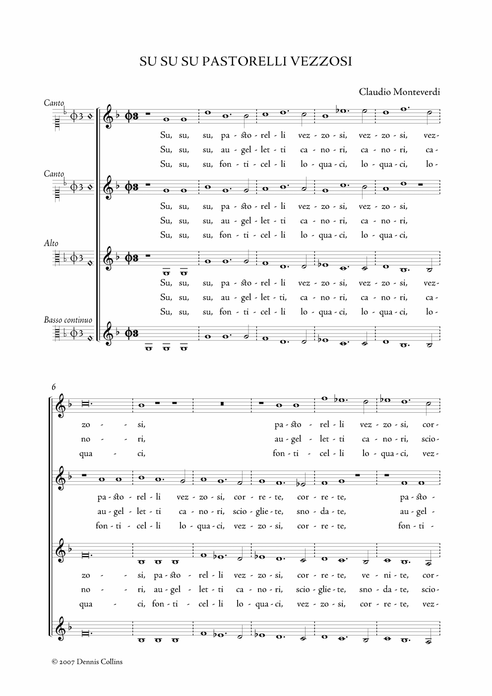 Claudio Monteverdi, Su su su pastorelli vezzosi