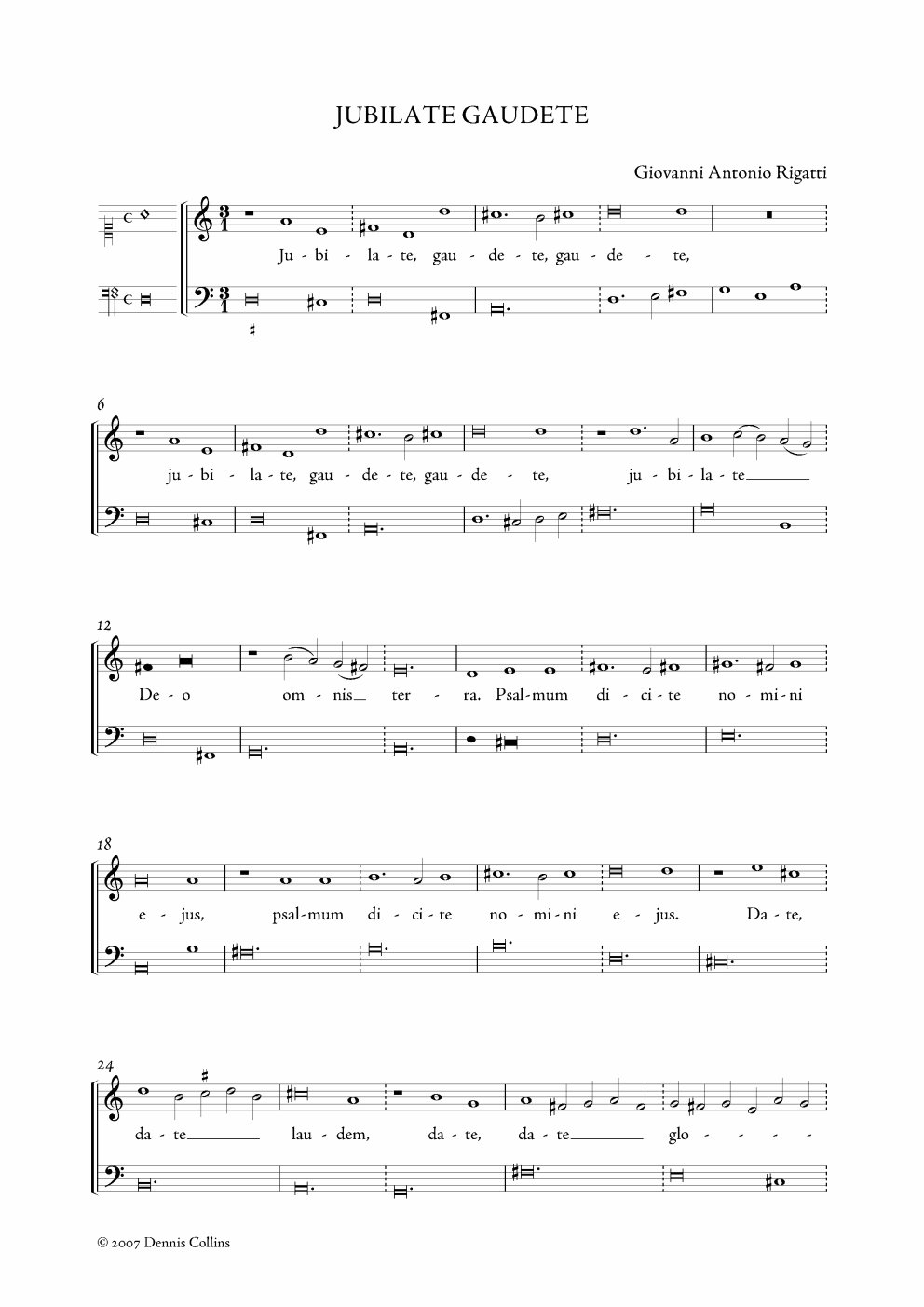Giovanni Antonio Rigatti, Jubilate gaudete