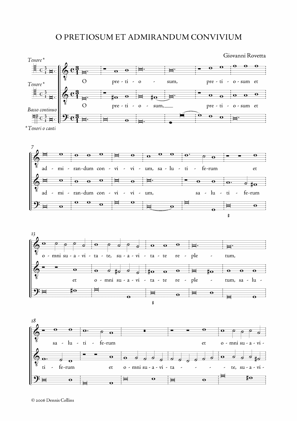 Giovanni Rovetta, O pretiosum et admirandum convivium